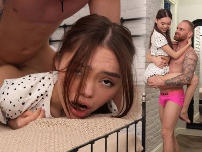 Skinny asian teen fucked hard in doggy style - hot 18yo kwini kim takes big cock