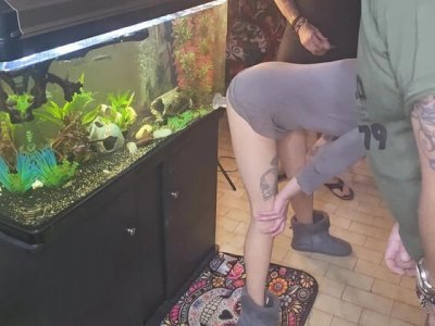 Amateur wife fucking dildo while two guys cum on her - homemade threesome