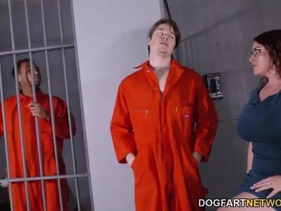 Maggie green fucked in a threesome in jail